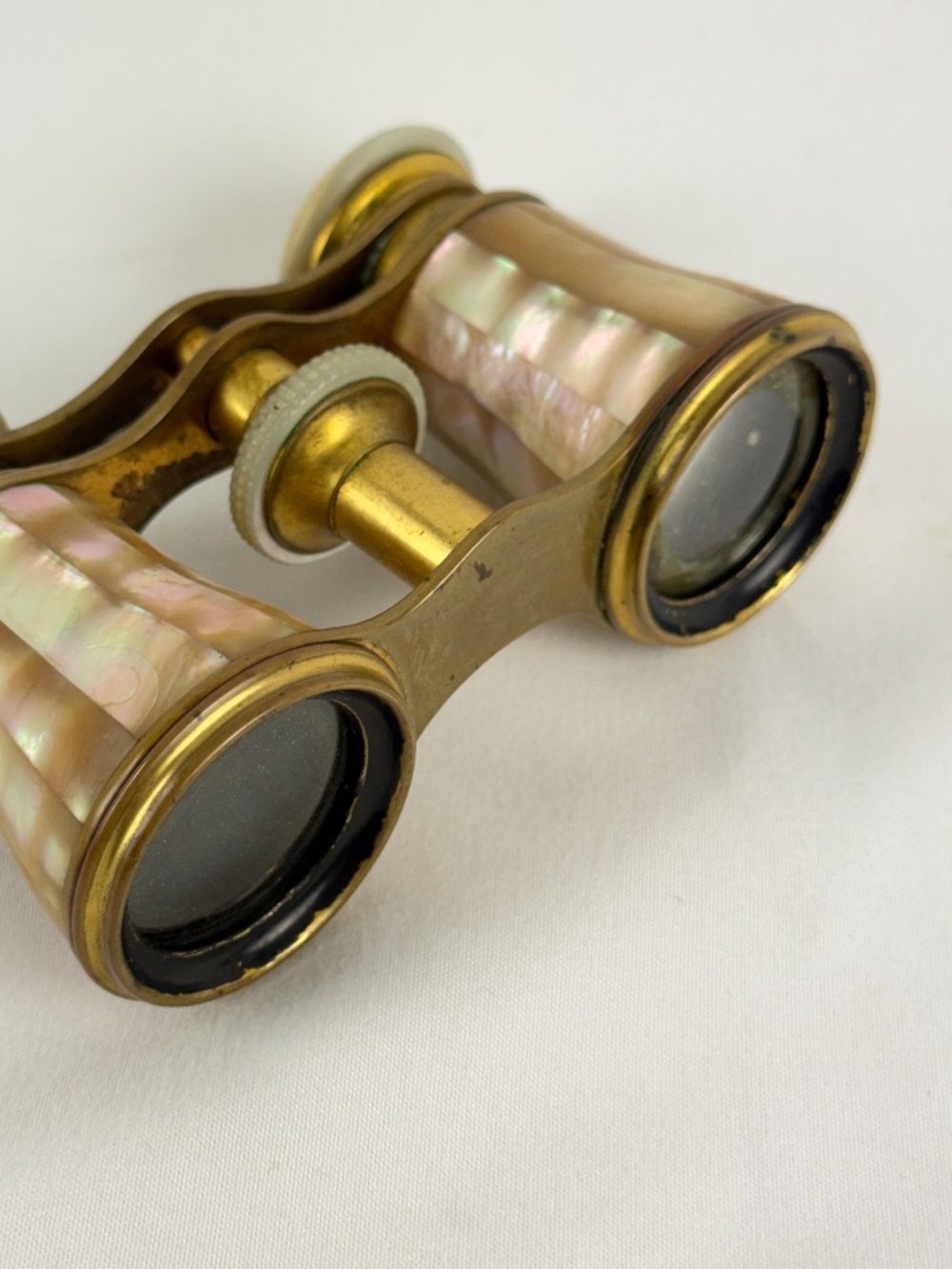 Antique French Lumiere Paris Mother of Pearl and Brass Opera Glasses Binoculars